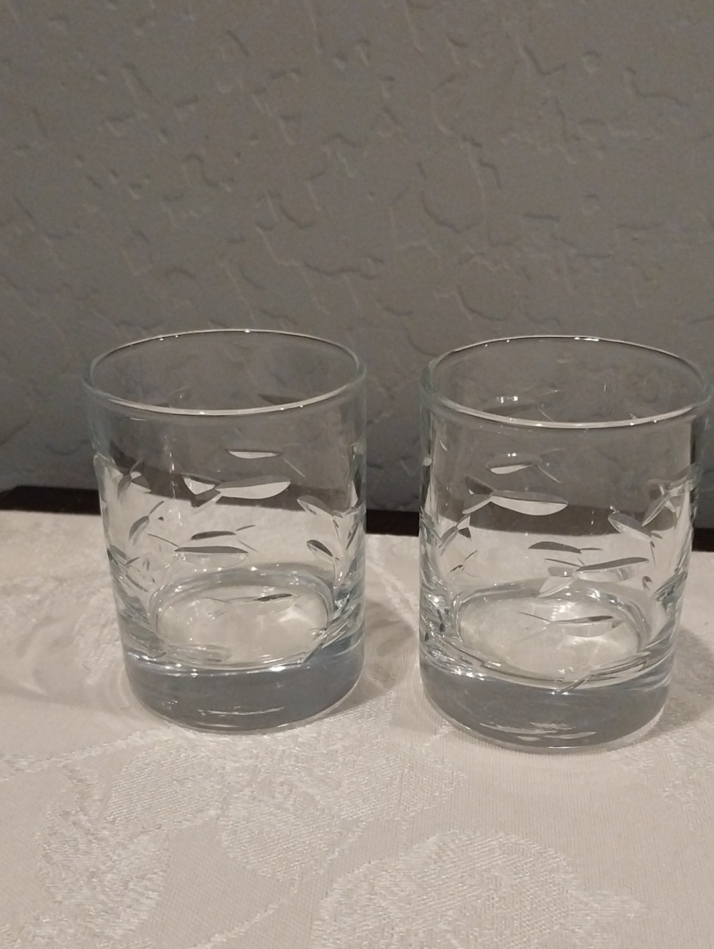 Fish Etched Clear Shot Glasses - Set of 2 NEW